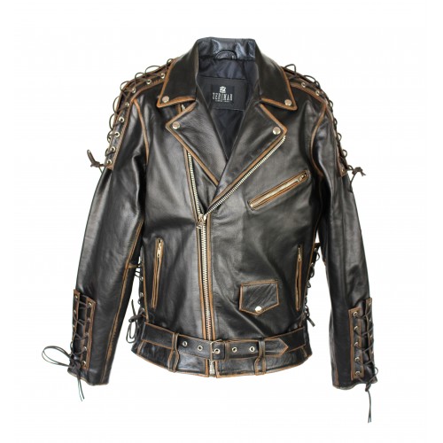 Bikerjacke aus Leder mit...