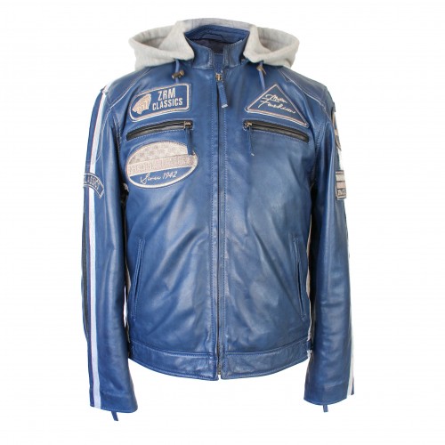 Lederjacke mit Patches -...