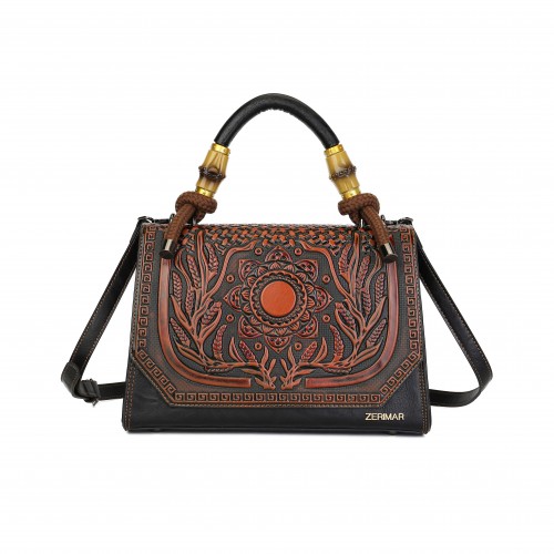 Gravierte Ledertasche mit...