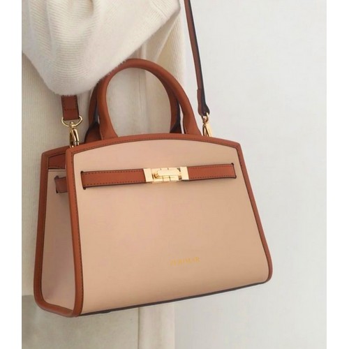 Zweifarbige Ledertasche mit...