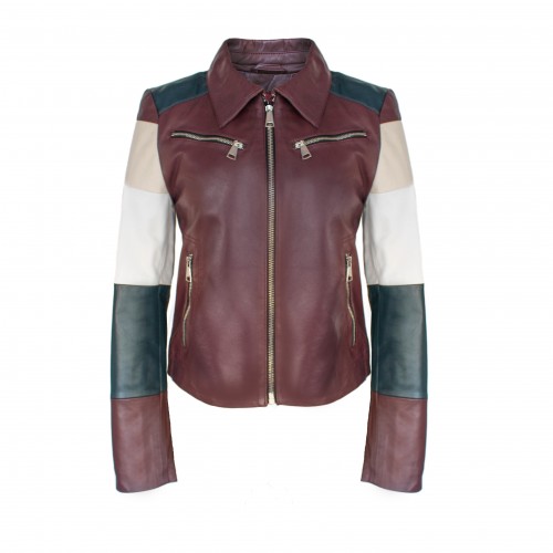 Mehrfarbige Lederjacke...