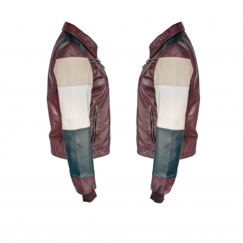 Mehrfarbige Lederjacke mit...