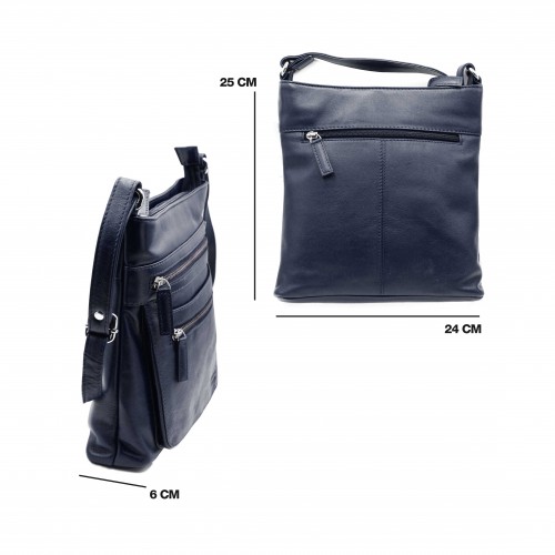 Leder-Umhängetasche 25x24x6...