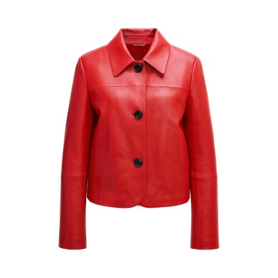 Geknöpfte Lederjacke mit...