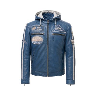 Lederjacke mit Patches -...