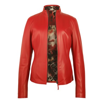 Kurze Wende-Lederjacke mit...