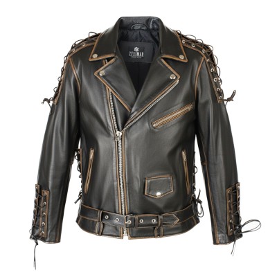 Bikerjacke aus Leder mit...