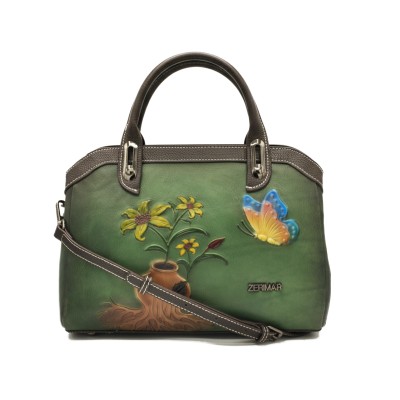 Gravierte Ledertasche mit...