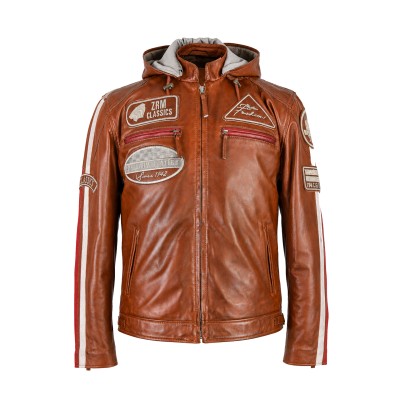 Lederjacke mit Patches -...