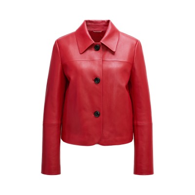 Geknöpfte Lederjacke mit...