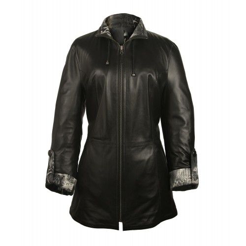 Lange Wendejacke aus Leder mit Reißverschluss Zerimar - 5