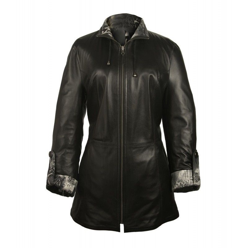 Lange Wendejacke aus Leder mit Reißverschluss Zerimar - 5