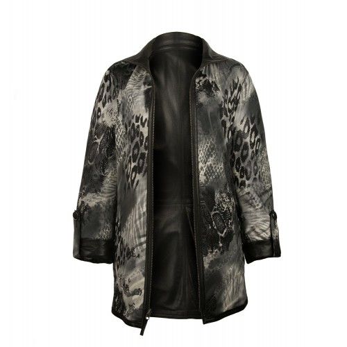 Lange Wendejacke aus Leder mit Reißverschluss Zerimar - 6