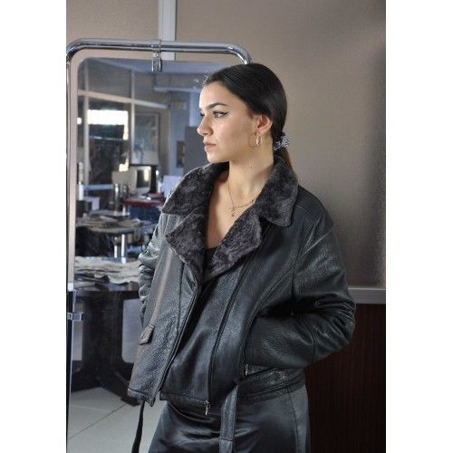 Double Face Lederjacke für Damen in Schwarz Zerimar - 7