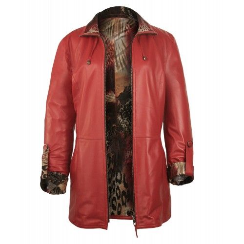 Lange Wendejacke aus Leder mit Reißverschluss Zerimar - 4