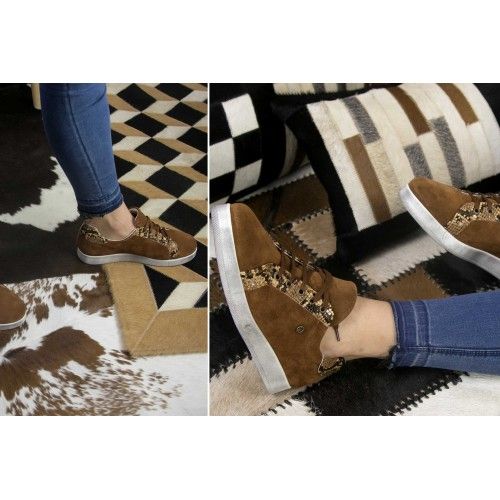 Farbige Lederturnschuhe mit Python-Print Zerimar - 8