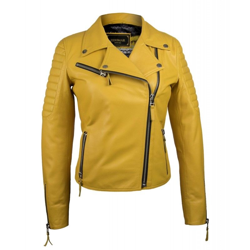 Lederjacke im Bikerstil mit gepolsterten Schultern für Damen Zerimar - 18