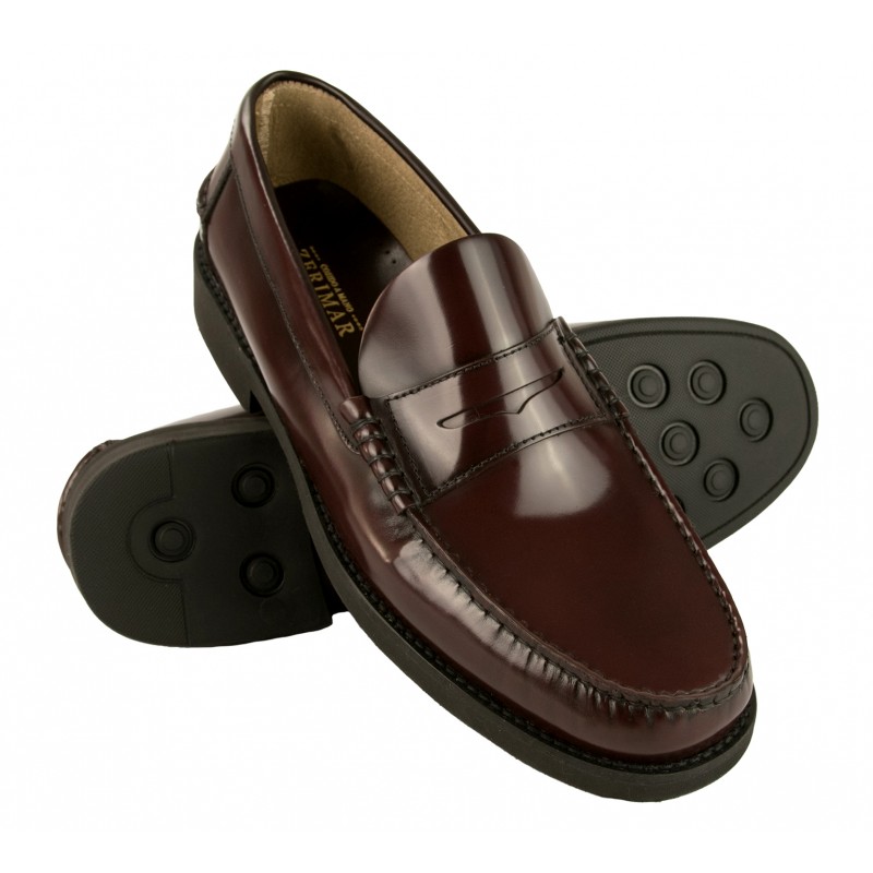 Burgunder Naturleder Slipper mit PLUS Größe Maske Zerimar - 1