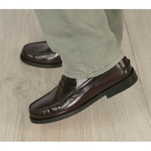 Burgunder Naturleder Slipper mit PLUS Größe Maske Zerimar - 5