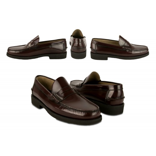 Burgunder Naturleder Slipper mit PLUS Größe Maske Zerimar - 3