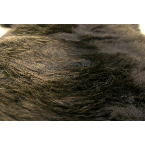 Natürlicher Lammfell Teppich 100x70 cm dunkelbraun und weiß Zerimar - 4