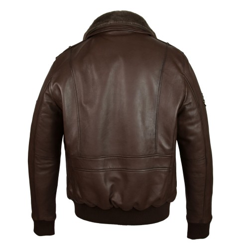 Lederjacke mit Patches im Fliegerstil mit abnehmbarem Kragen Zerimar - 4
