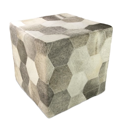 Hocker mit natürlichem Rindsleder 45x45x45 cm gepolstert Zerimar - 1